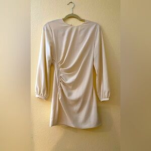 Zara Cream Dress with ruched details on the side. Medium in size